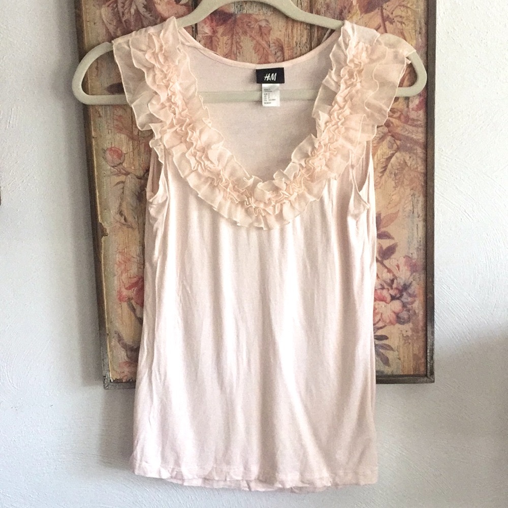 H&M HM BLUSH PINK GIRLY STRETCH TANK TOP S